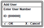 Enter User Number Screen