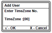 Enter TimeZone No. Screen