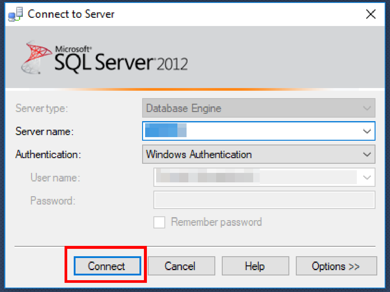 Connect to Server Window