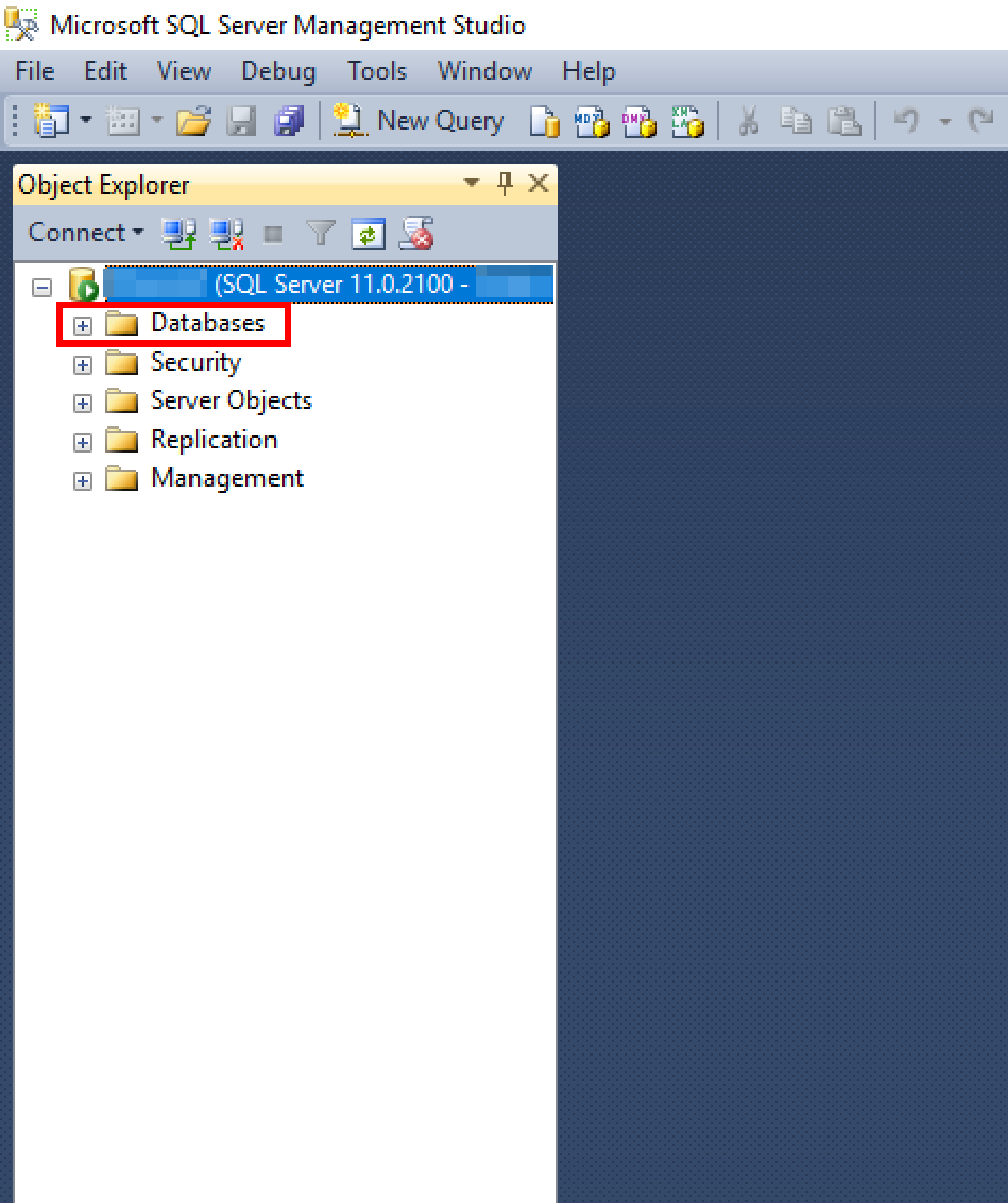 Expanding Database Folder under Object Explorer Panel